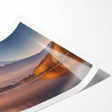 Stunning rolled canvas print showcasing a vibrant volcanic landscape design with rich colors and dramatic textures, perfect for home decor enthusiasts.