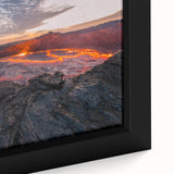 Framed canvas art piece showcasing a vibrant volcano landscape with rich colors and intricate details, ideal for enhancing modern home décor.