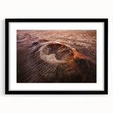 Black-framed wall art featuring a stunning volcano landscape design, showcasing vibrant colors and intricate details, ideal for home décor and art enthusiasts.