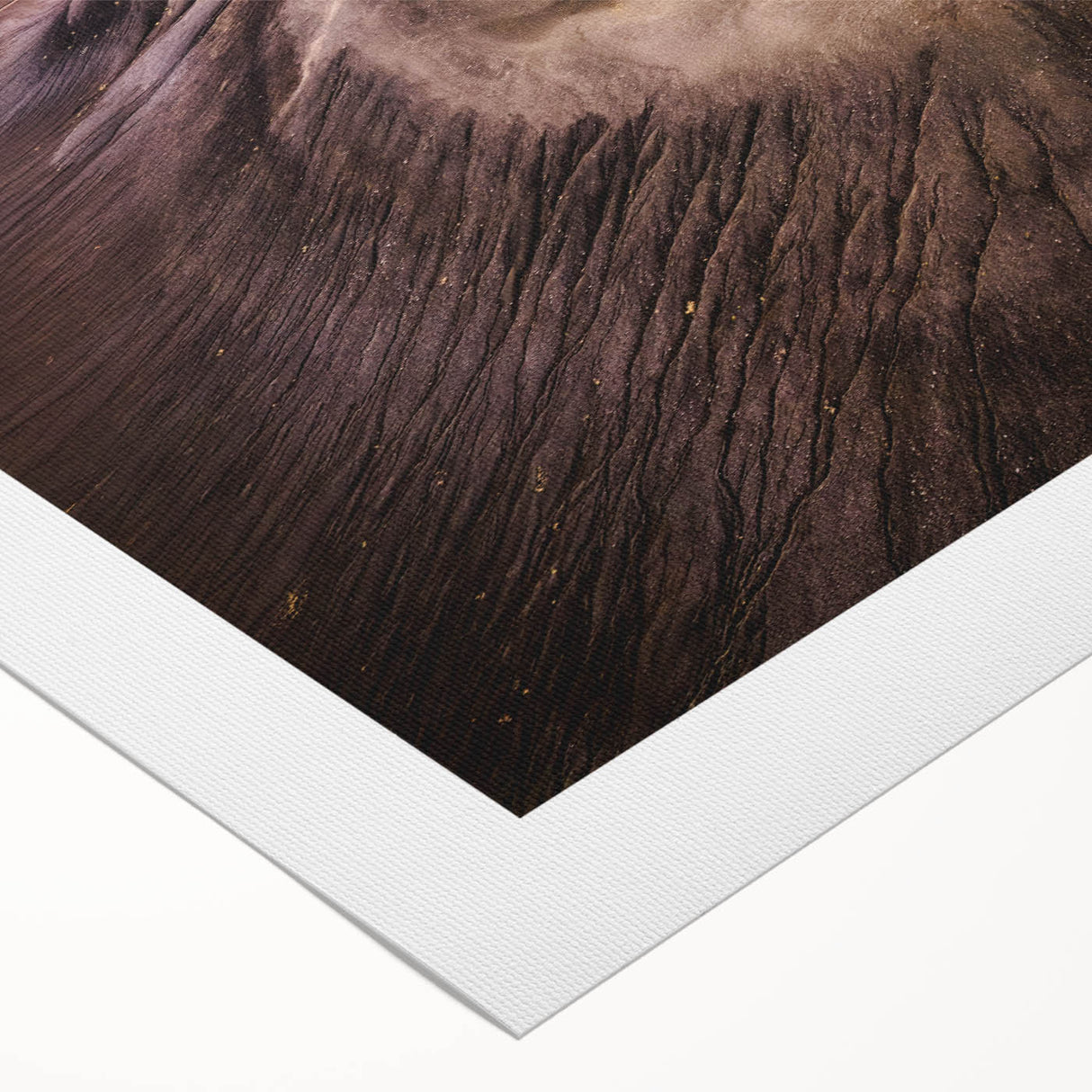 Vibrant rolled canvas wall art showcasing a dramatic volcano landscape design with rich colors and intricate details, perfect for home decor.