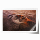 Vibrant rolled print featuring a stunning volcano landscape design, showcasing rich colors and dramatic textures, ideal for home décor or art enthusiasts.