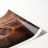 Vibrant rolled print of a volcanic landscape design showcasing vivid colors and dynamic textures, perfect for home decor and art enthusiasts, packaged securely.