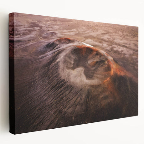 Stretched canvas wall art depicting a vibrant volcano landscape design, featuring bold colors and dynamic textures, ideal for enhancing modern home decor.