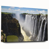 Acrylic glass wall art showcasing a serene landscape with cascading waterfalls, framed elegantly for modern decor, enhancing any living space with tranquility.