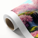 Vibrant rolled canvas wall art showcasing a stunning waterfall landscape design, with rich blues and greens, ideal for home decor or office spaces.