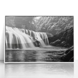 Framed wall art showcasing a vibrant landscape waterfall design, featuring rich colors and intricate details, perfect for enhancing home decor aesthetics.