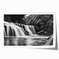 Vibrant landscape print showcasing a serene waterfall surrounded by lush greenery, perfect for home décor. High-quality rolled art piece ideal for framing.