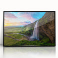 Framed acrylic wall art showcasing a stunning landscape waterfall design, featuring vibrant colors and intricate details, ideal for home decor enhancement.