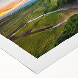 Vibrant rolled canvas wall art featuring a stunning waterfall landscape design, showcasing lush greenery and cascading water, ideal for nature-themed decor.