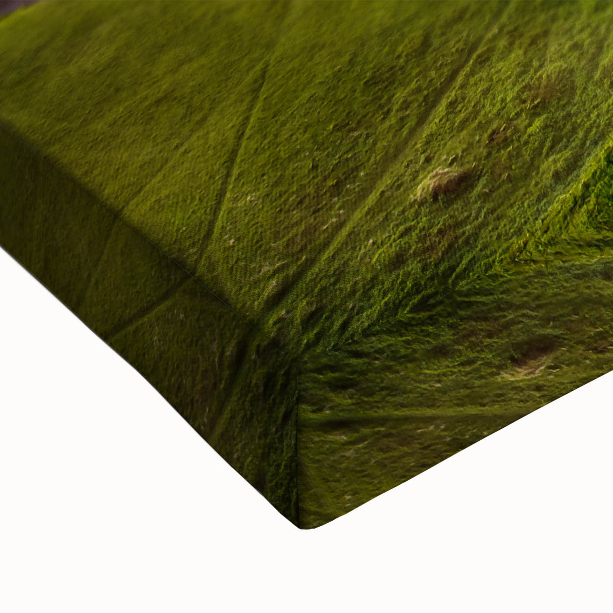 Close-up of a vibrant landscape waterfall design on stretched canvas, showcasing rich blues and greens, perfect for enhancing home decor with natural beauty.