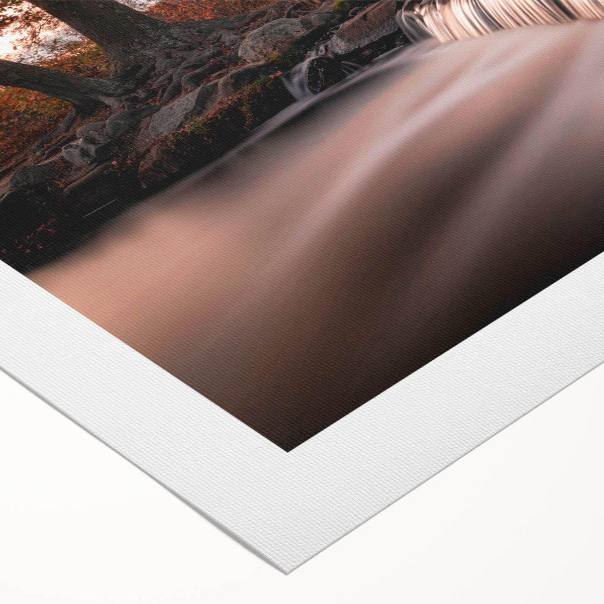Vibrant rolled canvas artwork showcasing a serene waterfall landscape, featuring lush greenery and flowing water, perfect for enhancing any home decor.