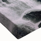 Stretched canvas wall art showcasing a serene landscape with a watermill, featuring vibrant colors and intricate details, perfect for home decor.