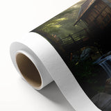 Rolled canvas wall art showcasing a serene watermill landscape, featuring vibrant colors and intricate details, ideal for home decor and nature enthusiasts.