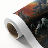 Rolled canvas art print showcasing a serene landscape of a watermill surrounded by lush greenery, ideal for home decor or art collection. Textured surface adds depth, presented in a protective cardboard tube for safe shipping.