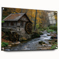 Rustic Watermill Scenic Art - Autumn Tranquility Wall Art Print