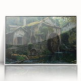 Historic Watermill Wall Art - Serene Rustic Landscape Canvas Print