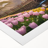 Rolled canvas wall art featuring a serene landscape of watermills, showcasing vibrant colors and intricate details, perfect for enhancing home decor.