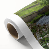 Rolled canvas artwork showcasing a serene watermill landscape design, featuring vibrant colors and intricate details, perfect for home decor and artistic ambiance.