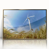 Framed wall art collection showcasing a serene landscape with windmills, featuring a gold-acrylic finish and elegant design, ideal for enhancing home decor.