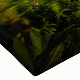 Close-up view of a stretched canvas wall art piece showcasing a vibrant landscape with windmills, featuring bold colors and intricate details. Ideal for enhancing home decor.