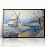 Framed wall art collection showcasing a vibrant landscape with windmills, featuring a black frame and acrylic finish, ideal for modern home decor.