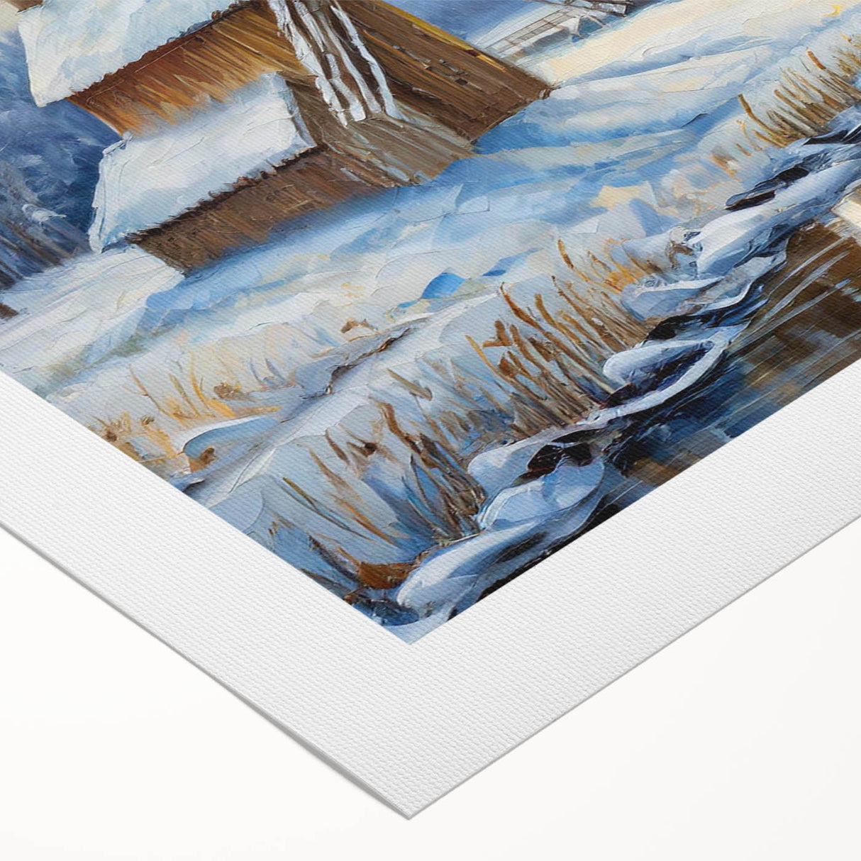 Rolled canvas artwork showcasing a serene landscape with windmills against a vibrant sunset, perfect for enhancing home decor. The artwork is elegantly designed to capture the essence of tranquility in nature, ideal for art enthusiasts seeking a calming atmosphere.