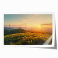 Vibrant landscape wall art print showcasing a serene windmill scene at sunset, featuring rich colors and intricate details, ideal for home decor.