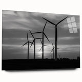 Side view of a landscape wall art collection featuring windmills, designed with vibrant colors and sleek acrylic glass, perfect for home decor enhancement.
