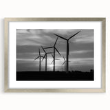 Framed landscape wall art featuring a serene windmill scene, with a silver mat and frame, perfect for enhancing home decor and creating a calming ambiance.