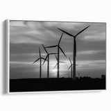 Framed canvas wall art collection showcasing a serene landscape with windmills, set against a white background, ideal for home decor and interior design enthusiasts.