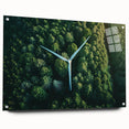 Acrylic wall art collection showcasing a vibrant landscape featuring windmills, set against a blue sky with white clouds, displayed from a side view and secured with pins. Perfect for adding a modern touch to home decor.