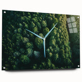 Acrylic wall art collection showcasing a vibrant landscape featuring windmills, set against a blue sky with white clouds, displayed from a side view and secured with pins. Perfect for adding a modern touch to home decor.
