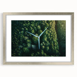 Framed wall art collection showcasing a serene landscape with windmills, featuring a silver matting and a sleek front view, perfect for home decor.
