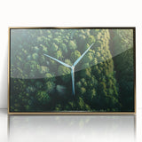 Framed acrylic wall art showcasing a serene landscape with windmills, featuring a gold frame highlighting the vibrant colors and intricate details, perfect for home decor.