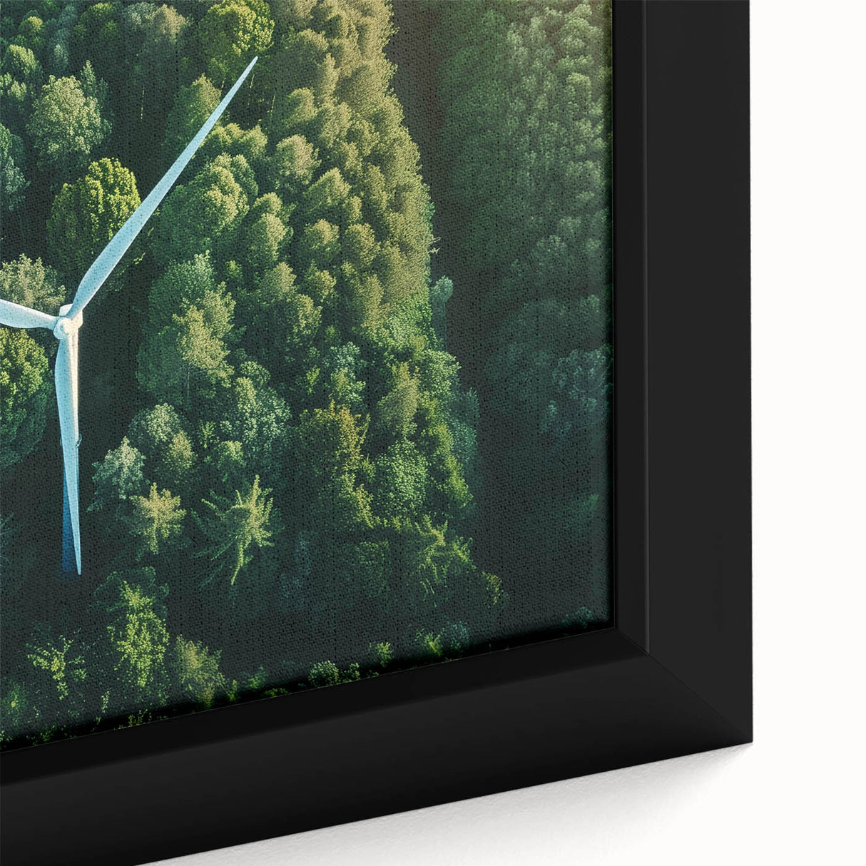 Framed canvas wall art showcasing a vibrant landscape with windmills, featuring rich colors and intricate details, ideal for home decor enthusiasts.
