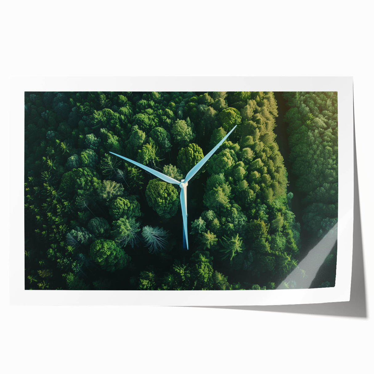 Landscape wall art featuring vibrant windmills set against a colorful sunset, printed on high-quality rolled canvas, perfect for home decor.