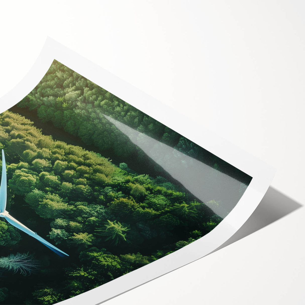 Rolled print of a serene landscape featuring iconic windmills against a vibrant sunset, showcasing rich colors and intricate details, perfect for home decor.