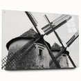 Acrylic glass wall art featuring a vibrant landscape with windmills, showcasing bold colors and intricate details, ideal for modern home decor.