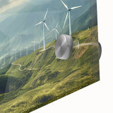 Close-up of a vibrant wall art collection showcasing windmill landscapes, featuring intricate details and colors, designed for modern home decor.