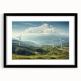 Framed wall art collection depicting serene landscapes and windmills, featuring a sleek black frame and mat, perfect for enhancing home decor aesthetics.