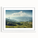 Framed wall art collection depicting serene landscapes with windmills, featuring a white mat and elegant design, perfect for home decor and enhancing interiors.