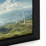 Framed canvas close-up showcasing a vibrant windmill landscape design in earthy tones, perfect for enhancing home decor with a rustic touch. Ideal for nature enthusiasts.