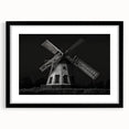 Framed wall art collection showcasing picturesque landscapes with windmills, featuring a sleek black frame and mat, ideal for enhancing modern home decor.