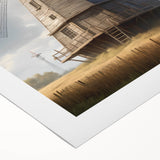 Landscape wall art featuring a vibrant windmill scene at sunset, printed on rolled canvas, showcasing vivid colors and intricate details, perfect for home decor.