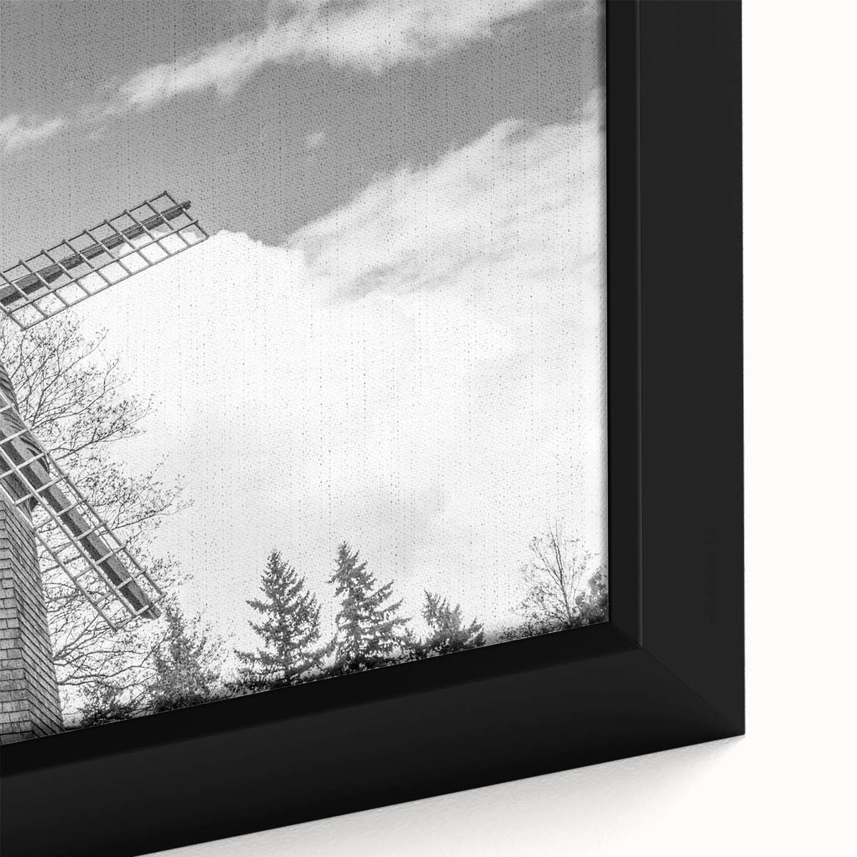 Framed canvas wall art showcasing a vibrant landscape with windmills, featuring rich colors and intricate details, ideal for home decor enhancement.