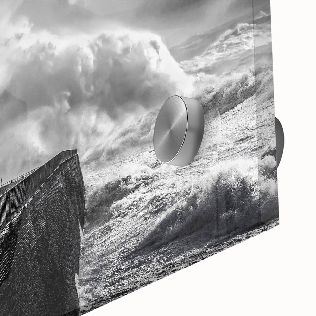 Close-up of a vibrant acrylic glass wall art piece showcasing a stunning landscape with windmills, ideal for adding a modern touch to home decor.