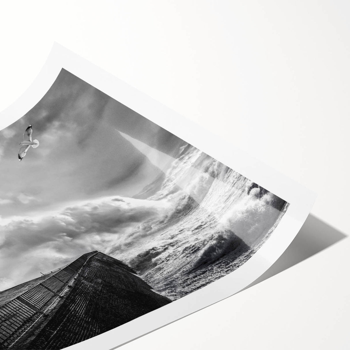 Vibrant rolled wall art print showcasing a serene landscape with windmills against a sunset backdrop, perfect for home décor and interior design enthusiasts.