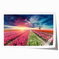 Vibrant rolled print showcasing a serene landscape with windmills, perfect for home décor, featuring soft colors and a calming atmosphere, rolled for easy display.