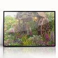 Framed acrylic wall art depicting a serene landscape with windmills, featuring a black frame and clear front view, perfect for home decor and artistic ambiance.