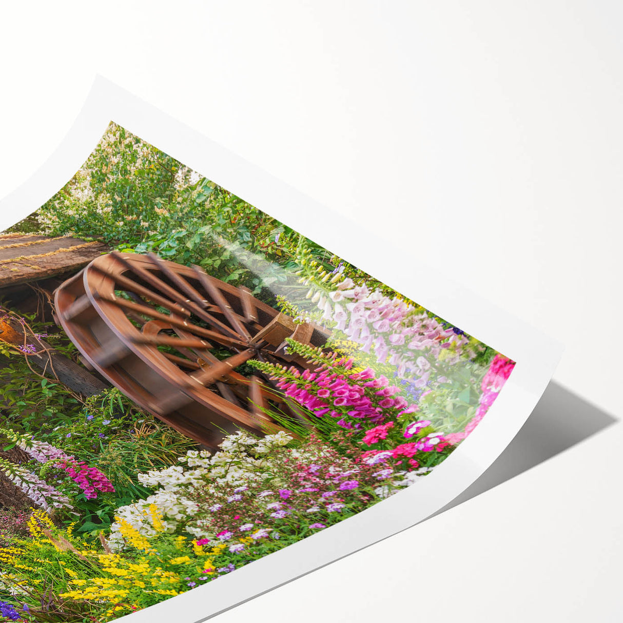 Rolled print of a serene landscape featuring windmills against a vibrant sunset, showcasing rich colors and intricate details, perfect for home decor enhancement.